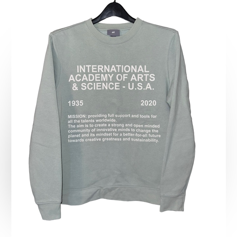 H&M Men's Green Academy Print Sweatshirt